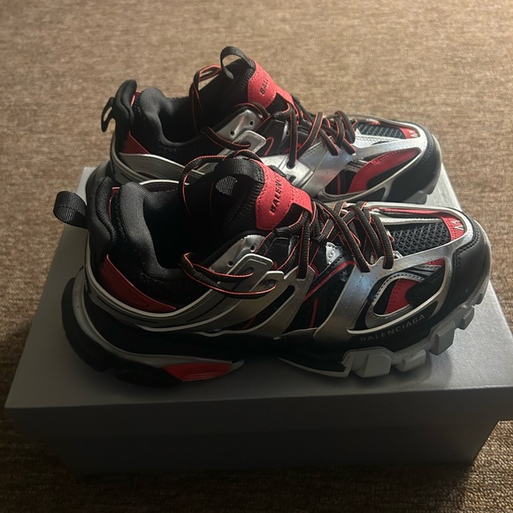 Balenciaga Men's Black, Red, and Silver Sneakers - Picture 1 of 4